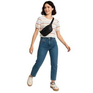 Downeast‎ Multi-Color Stripe Puff Sleeve Tee | Size Large